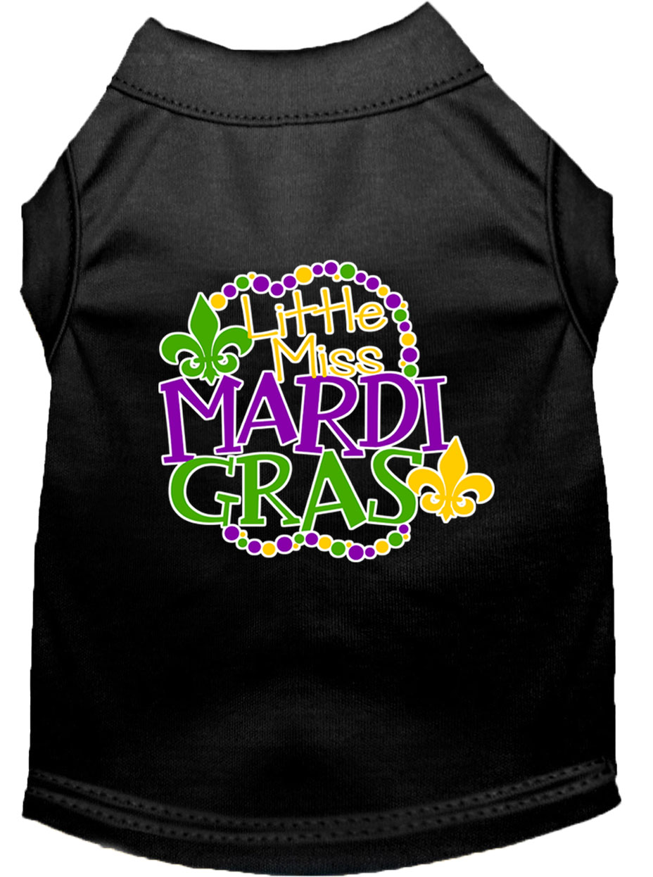 Miss Mardi Gras Screen Print Mardi Gras Dog Shirt Black Sm